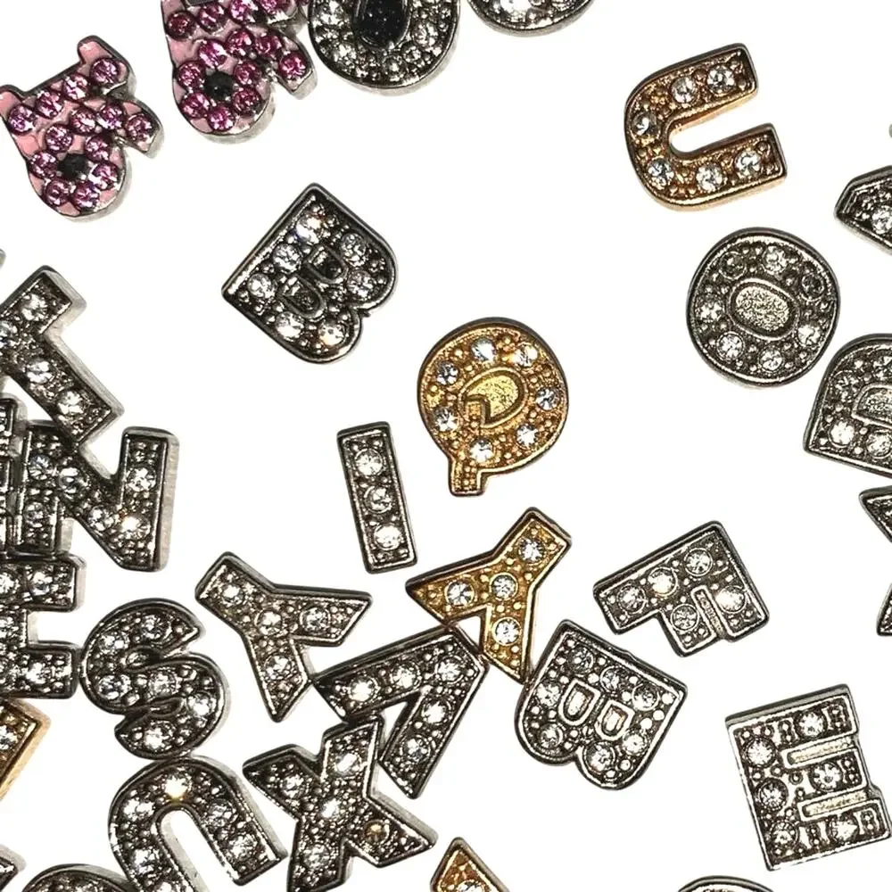 Lot 100+ Floating Locket Jewelry Charms Gold Silver Alphabet Initials Letters